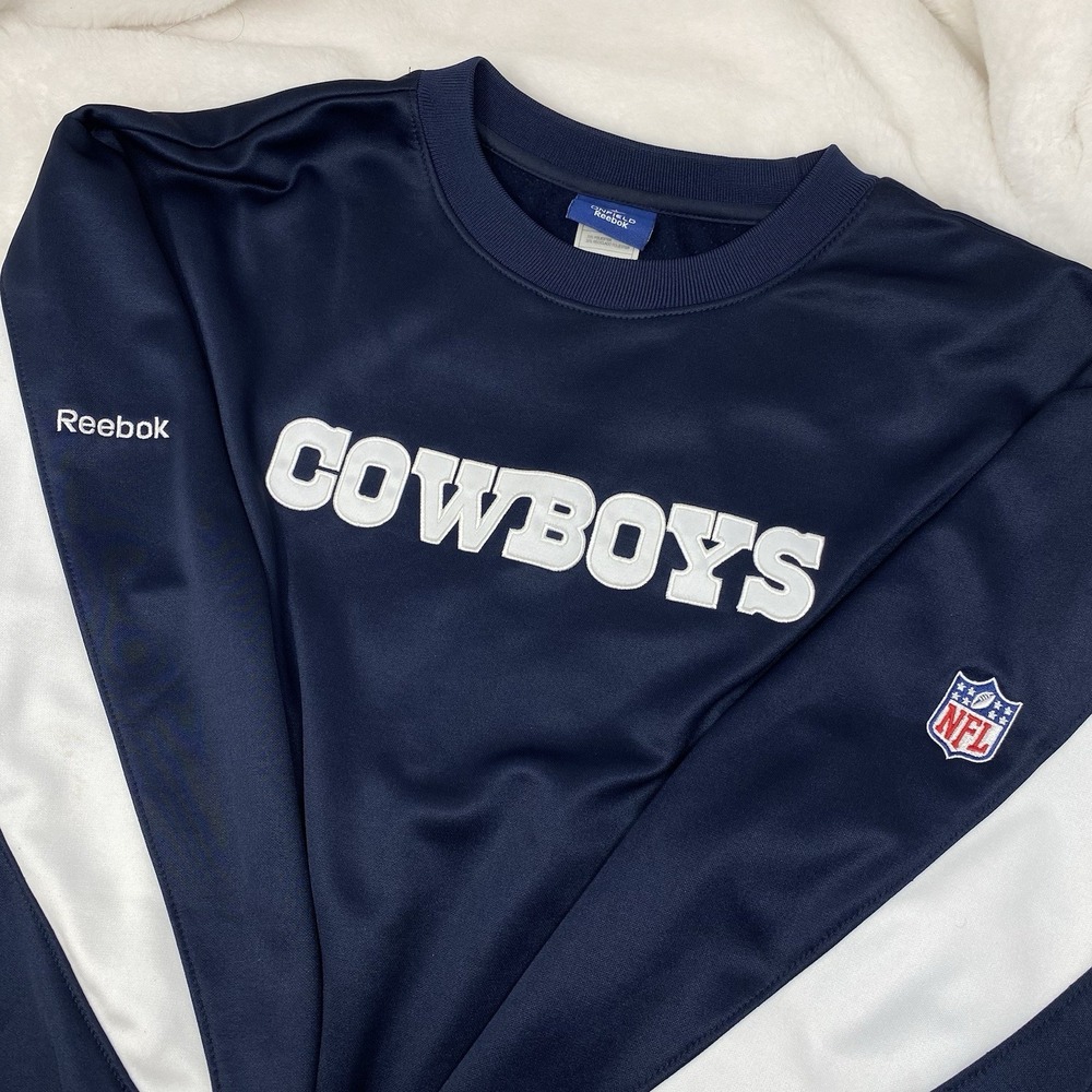 Reebok NFL Dallas Cowboys Navy Blue Crew Neck Sweatshirt Pullover Men's